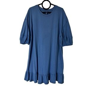 Scoop Sweatshirt Heather Blue Dress with Ruffled Hem Women XXXL Stretch Casual